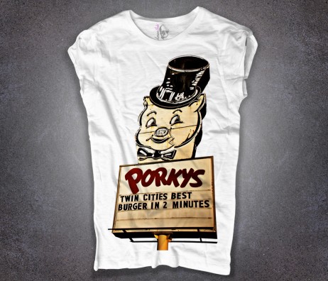 Porky's T-shirt donna bianca questi pazzi porcelloni