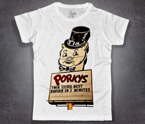 Porky's T-shirt t-shirt uomo bianca questi pazzi porcelloni