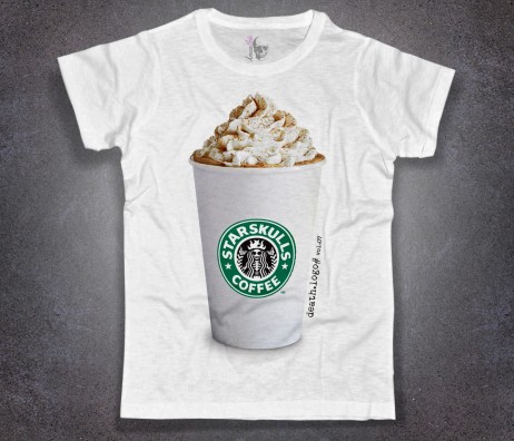 Starbucks t-shirt uomo con stampato il bicchiere del cappuccino Starbucks