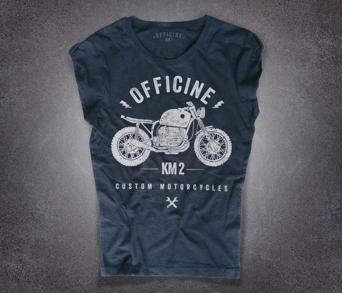 Officine-km-2-classic-logo-donna-nera Motorcycle T-shirt donna nera con logo classico frontale Officine Km 2