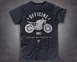 Motorcycle T-shirt uomo nera con logo classico frontale Officine Km 2