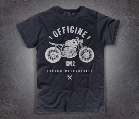 Motorcycle T-shirt uomo nera con logo classico frontale Officine Km 2