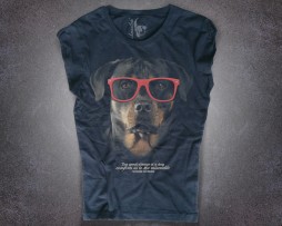 rottweiler t-shirt nera donna con occhiali