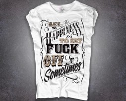 Key Happiness T-shirt donna bianca the key to happiness is to say fuck somethimes