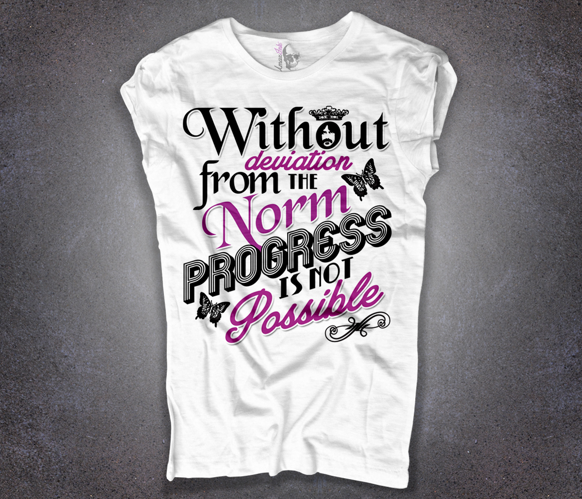 without_deviation_donna frank zappa t-shirt donna without deviation of norm progress is not possible