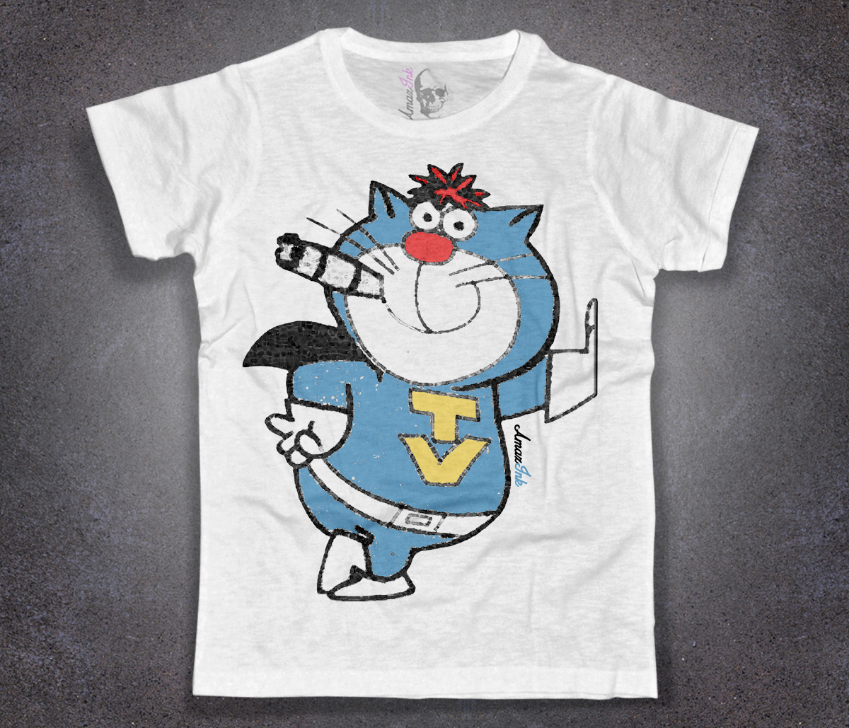 SUPERTELEGATTONE_uomo Supertelegattone T-shirt con il sigaro uomo bianca