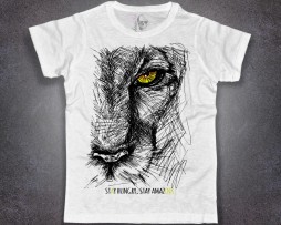 leone t-shirt uomo bianca scritta stay hungry stay amazink
