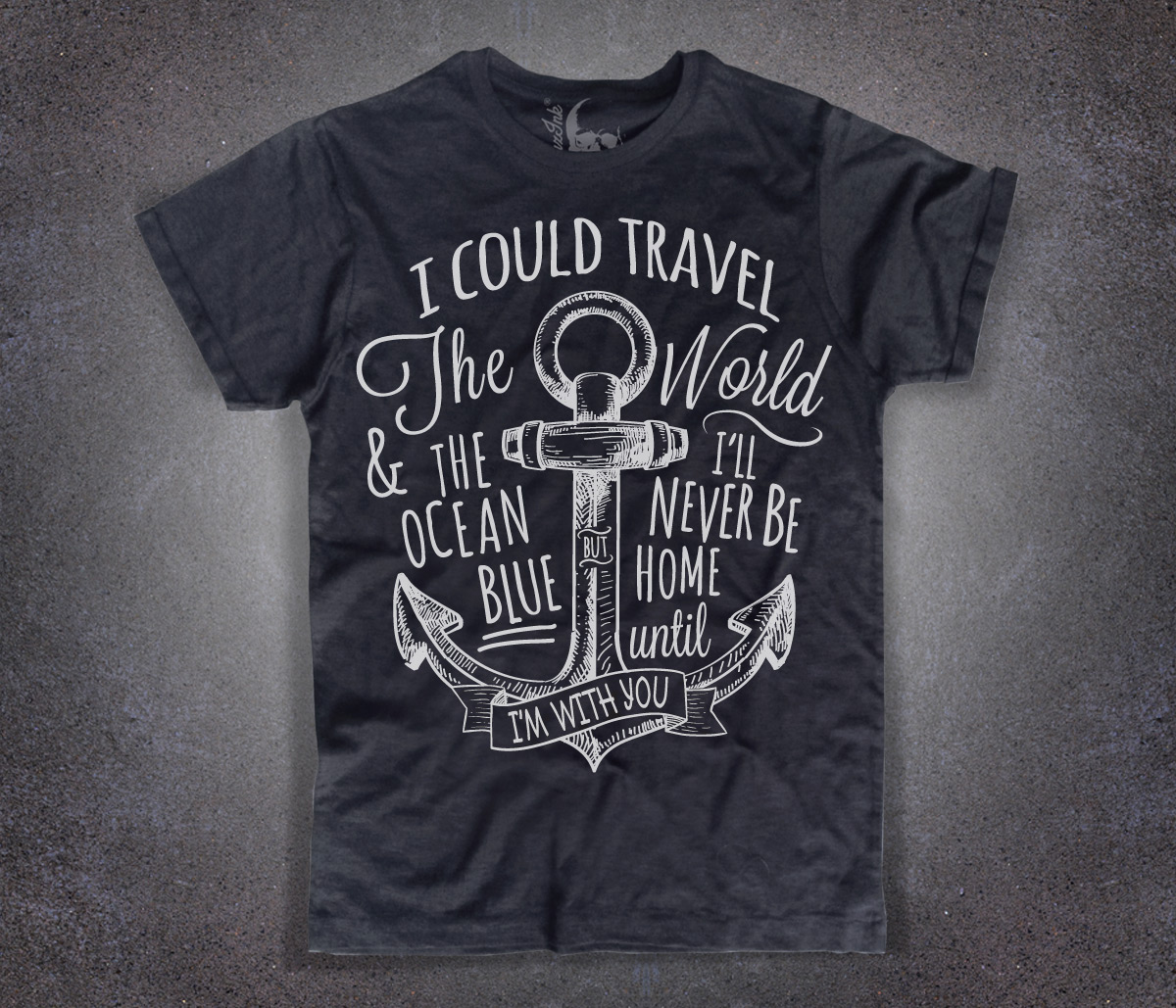 ancora_tattoo_ancor_t-shirt_uomo_nera_amazink ancora tattoo t-shirt uomo nera e scritta ".. I'll never be home until I'm with you"