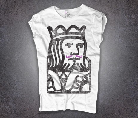 king poker t-shirt donna raffigurante l'immagine stilizzata del re delle carte da gioco