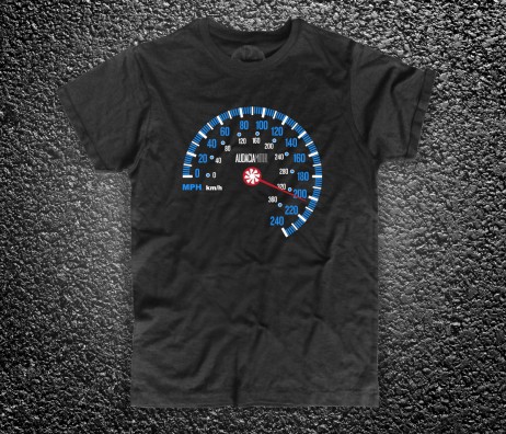 speedometers t-shirt uomo nera raffigurante un tachimetro stile audacia motori