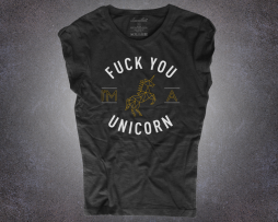 Unicorno t-shirt Donna Nera con scritta Fuck you I'm a Unicorn