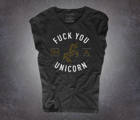 Unicorno t-shirt Donna Nera con scritta Fuck you I'm a Unicorn
